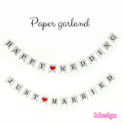 ペーパーガーランド ウェデイング 結婚式 前撮り パーティー デコレーション 装飾 ハート happy wedding just married