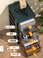 卓上収納ボックス 5段 収納ケース 小物入れ 卓上チェスト 事務用品 引き出し 透明 整理整頓 化粧品収納 文房具収納 大容量