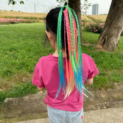 エクステ エクステンション ヘアゴム付き 三つ編み キッズ ジュニア 女の子 子供 つけ毛 ヘアアレンジ 簡単 グラデーション イメチェン おしゃれ かわいい