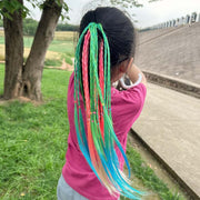 エクステ エクステンション ヘアゴム付き 三つ編み キッズ ジュニア 女の子 子供 つけ毛 ヘアアレンジ 簡単 グラデーション イメチェン おしゃれ かわいい
