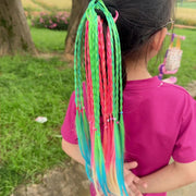 エクステ エクステンション ヘアゴム付き 三つ編み キッズ ジュニア 女の子 子供 つけ毛 ヘアアレンジ 簡単 グラデーション イメチェン おしゃれ かわいい