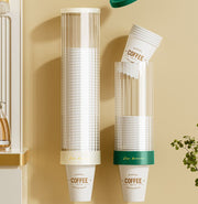カップディスペンサー 紙コップホルダー キッチン雑貨 収納 壁面 蓋付き 貼り付け 取付簡単 会社 家庭 キッチン 洗面所 イベント おしゃれ