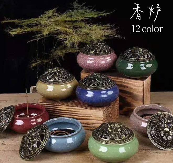 香炉 蓋付き おしゃれ 丸型 陶器 セラミックス 商品画像