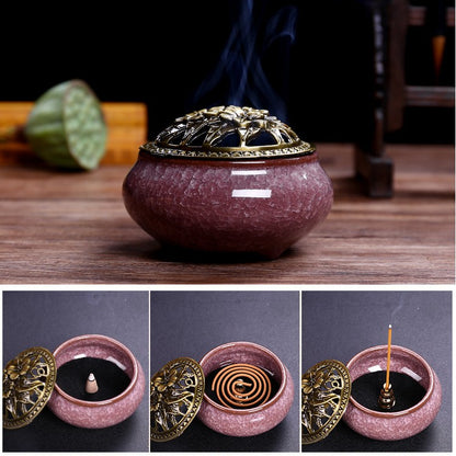 香炉 蓋付き おしゃれ 丸型 陶器 セラミックス 商品画像2