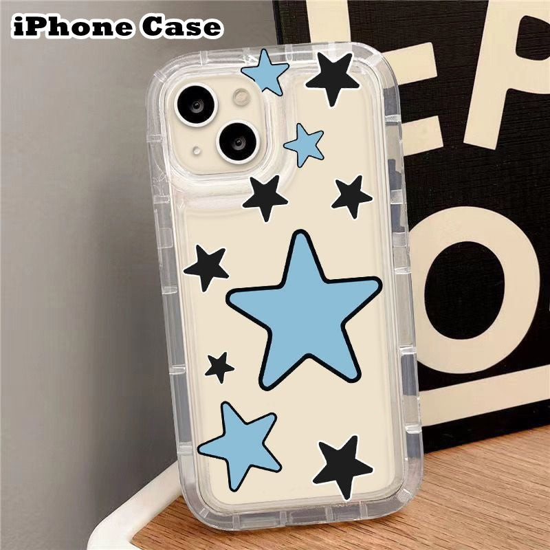 iPhoneカバー iPhoneケース スマホカバー スマホケース レディース 女性 メンズ 男性 ユニセックス 男女兼用 お揃い ペアルック スマホアクセサリー スマホ周辺機器 傷防止 総柄 星 スター 透明 クリア ブルー ブラック カジュアル ポップ 可愛い キュート おしゃれ