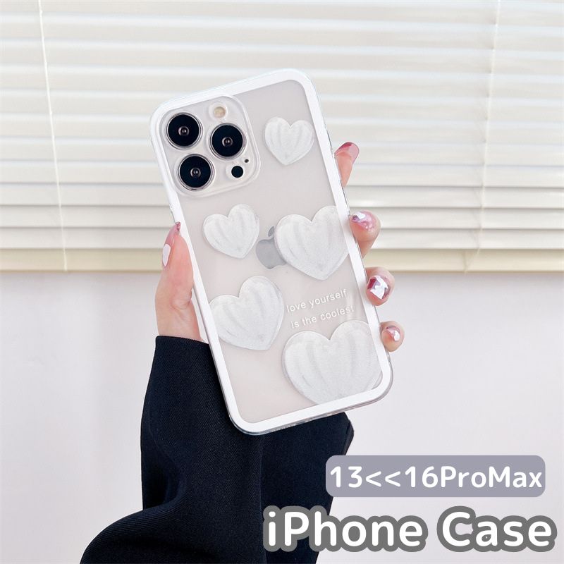 iPhoneケース iPhoneカバー スマホケース スマホカバー ハート 白 クリア 半透明 透け感 背面保護 傷防止 汚れ防止 おしゃれ スマートフォン アイフォン かわいい