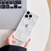 iPhoneケース iPhoneカバー スマホケース スマホカバー ハート 白 クリア 半透明 透け感 背面保護 傷防止 汚れ防止 おしゃれ スマートフォン アイフォン かわいい