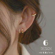 ピアス 片耳用 レディース 女性用 アクセサリー V字 ラインストーン フラワー 花 小ぶり ゴールドカラー おしゃれ プレゼント ギフト 大人かわいい 小さめ 重ね付け