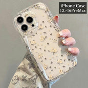 iPhone用ケース アイフォン用ケース スマホカバー フラワー 小花柄 クリア 透明 おしゃれ かわいい キラキラ ラメシート グリッターデザイン 背面保護 傷防止 大人女子 レディース スマートフォンケース アイフォーン用