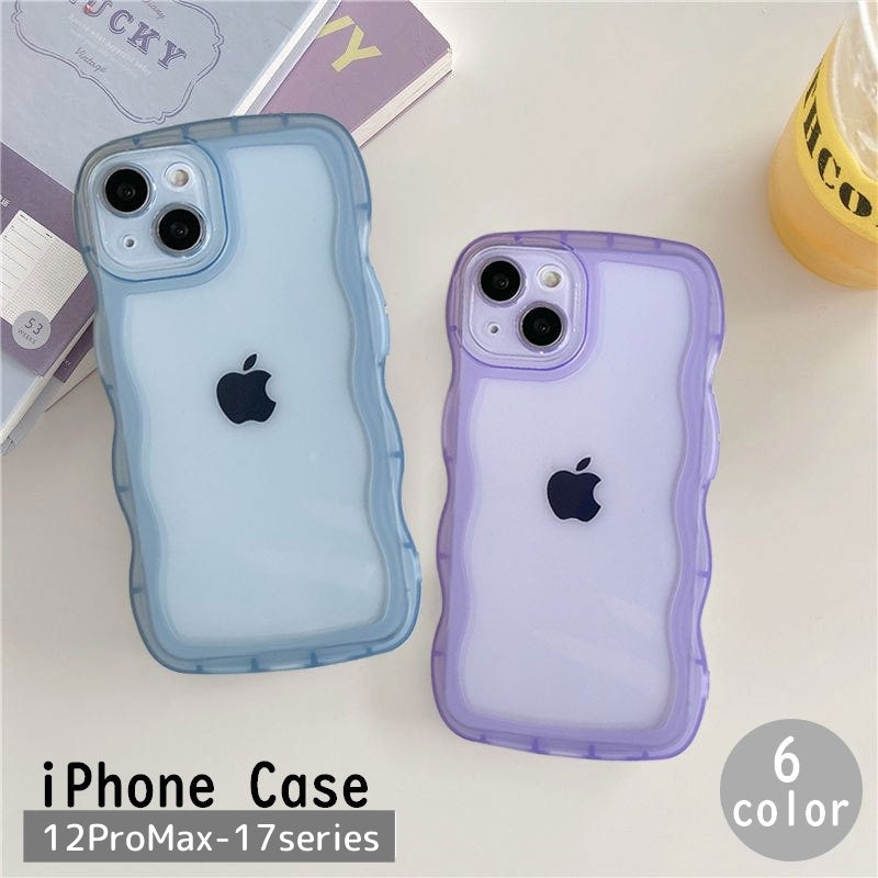 iPhoneケース スマホカバー スマホケース 背面保護 傷防止 汚れ防止 波型 なみなみ クリアカラー シンプル おしゃれ スマートフォン アイフォン
