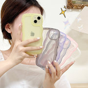 iPhoneケース スマホカバー スマホケース 背面保護 傷防止 汚れ防止 波型 なみなみ クリアカラー シンプル おしゃれ スマートフォン アイフォン