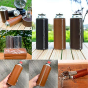 ガスボンベカバー ガス缶カバー カセットガスカバー アウトドア レザー調 フェイクレザー キャンプ 登山 ハイキング CB缶 保護 お洒落 シンプル スタイリッシュ
