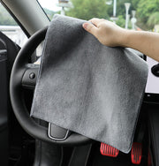 洗車用タオル 3枚セット カー用品 掃除用具 四角形 グレー 吸水性 拭きあげ 乾拭き 仕上げ拭き ほこり取り 内装掃除