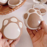 コンタクトレンズケース カラコンケース ソフトレンズ用 コンタクトケース ピンセット付き 猫型 ネコ 肉球 持ち運び 収納ケース ソフトコンタクト 可愛い 旅行 外出 ギフト プレゼント オフ ブラウン