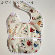 よだれかけ スタイ お食事エプロン ベビービブ 子供用品 ベビー 赤ちゃん 男の子 女の子 四角 面ファスナー 総柄 動物 アニマル ピンク ブルー かわいい キュート ポップ