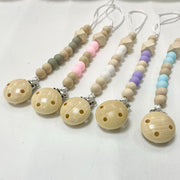 おしゃぶりホルダー おもちゃホルダー 歯固めホルダー トイストラップ ベビー 赤ちゃん 木製ビーズ クリップ 落下防止 出産祝い