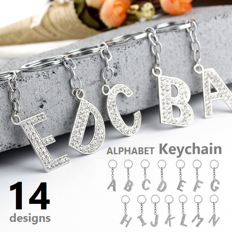 キーホルダー アルファベット キーチェーン ラインストーン バッグチャーム キーリング イニシャル キラキラ おしゃれ 英字