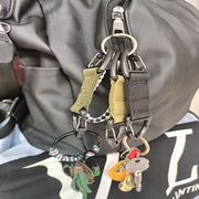 カラビナ ダブルヘッド キーホルダー 単品 ナイロン キーパー キャンプ 登山 アウトドア 両端 三角 おしゃれ