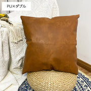 クッションカバー 枕カバー 45cm 正方形 四角 角型 単品 カバーのみ インテリア雑貨 ナチュラル シンプル 上品 PU レザー調 ミックス素材 ファブリック おしゃれ モダン 模様替え 日用品