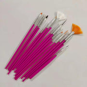 ネイルアートブラシ 15本セット 筆 ジェルネイル マニキュア ネイルブラシ 細ブラシ 平ブラシ ネイル用品 セルフネイル 細め 種類豊富 サイズ豊富 ピンク ホワイト ブラック