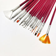 ネイルアートブラシ 15本セット 筆 ジェルネイル マニキュア ネイルブラシ 細ブラシ 平ブラシ ネイル用品 セルフネイル 細め 種類豊富 サイズ豊富 ピンク ホワイト ブラック