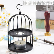 シーリングワックス炉 単品 1個 鳥かご風 ドーム型 シーリングスタンプ用品 キャンドルホルダー 封蝋 ろうそく フック付き メルトポット 溶解 DIY ハンドメイド デコレーション 手紙 手帳 カード お便り レトロ お洒落 かわいい アンティーク調 ブラック ホワイト 黒 白