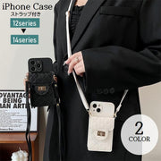iPhoneケース ショルダーストラップ付き iPhoneカバー スマホケース スマホカバー 背面保護 カードホルダー付き カード入れ お札入れ 肩掛け 斜め掛け 傷予防 携帯ケース アイフォンケース スマートフォンケース