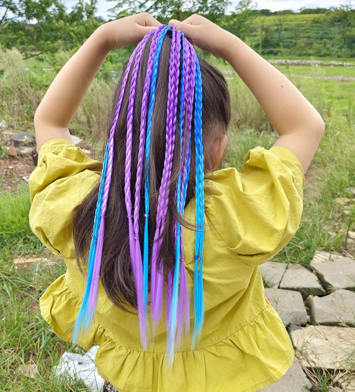 エクステ キッズ ヘアエクステンション ヘアゴム 三つ編み 子供 商品画像3