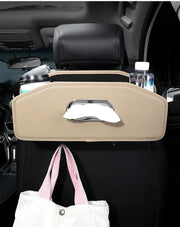車用ティッシュケース ティッシュボックス カー用品 カーアクセサリー ドリンクカップホルダー2個付き 水筒 ボトル収納 ブラック ワイン 小物収納 ヘッドレスト 取り付け