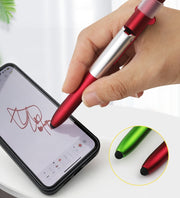 多機能ペン ボールペン タッチペン スマホスタンド ライト付き LEDライト 青 黒 赤 シンプル 筆記用具 文具 学校 オフィス