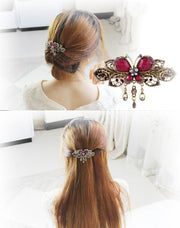 ヘアバレッタ ヘアクリップ ヘアアクセサリー ヘアアレンジ 髪飾り ラインストーン ビジュー レディース 蝶 キラキラ まとめ髪 髪留め バタフライ 蝶々 チョウチョ 華やか パーティー 結婚式 おしゃれ きれいめ 可愛い かわいい ガーリー 女性用 婦人用