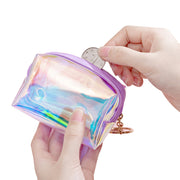 コインケース 小銭入れ キーリング付き 女性 レディース 婦人 カードケース キーケース 小物入れ 口紅 リップケース コスメ 財布 ウォレット シンプル オーロラ 光沢 半透明 おしゃれ かわいい コンパクト 学生 女子 女の子