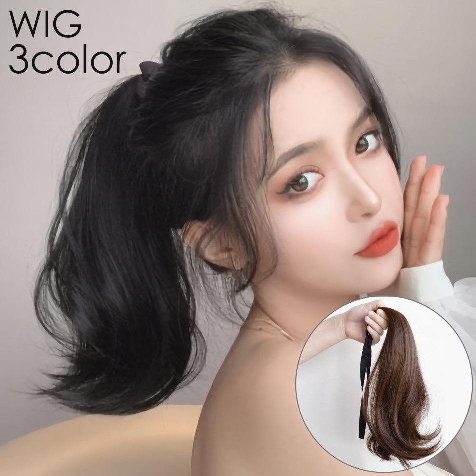 ポイントウィッグ 部分ウィッグ ポニーテール 35cm ロング WIG つけ毛 エクステ 巻き髪 カール ウェーブ 自然 ナチュラル リアル レディース 女性用 ブラック ブラウン ヘアアレンジ イメチェン イメージチェンジ