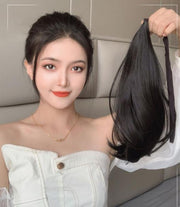 ポイントウィッグ 部分ウィッグ ポニーテール 35cm ロング WIG つけ毛 エクステ 巻き髪 カール ウェーブ 自然 ナチュラル リアル レディース 女性用 ブラック ブラウン ヘアアレンジ イメチェン イメージチェンジ