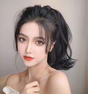 ポイントウィッグ 部分ウィッグ ポニーテール 35cm ロング WIG つけ毛 エクステ 巻き髪 カール ウェーブ 自然 ナチュラル リアル レディース 女性用 ブラック ブラウン ヘアアレンジ イメチェン イメージチェンジ