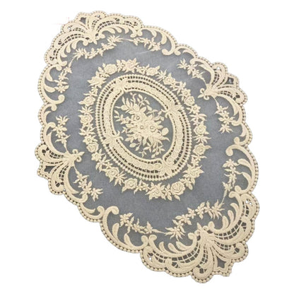 ドイリー テーブルセンター 花柄 刺繍 楕円 レース キャメル バリエーション画像