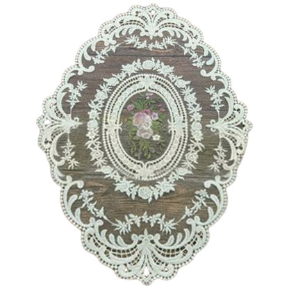 ドイリー テーブルセンター 花柄 刺繍 楕円 レース クリーム バリエーション画像