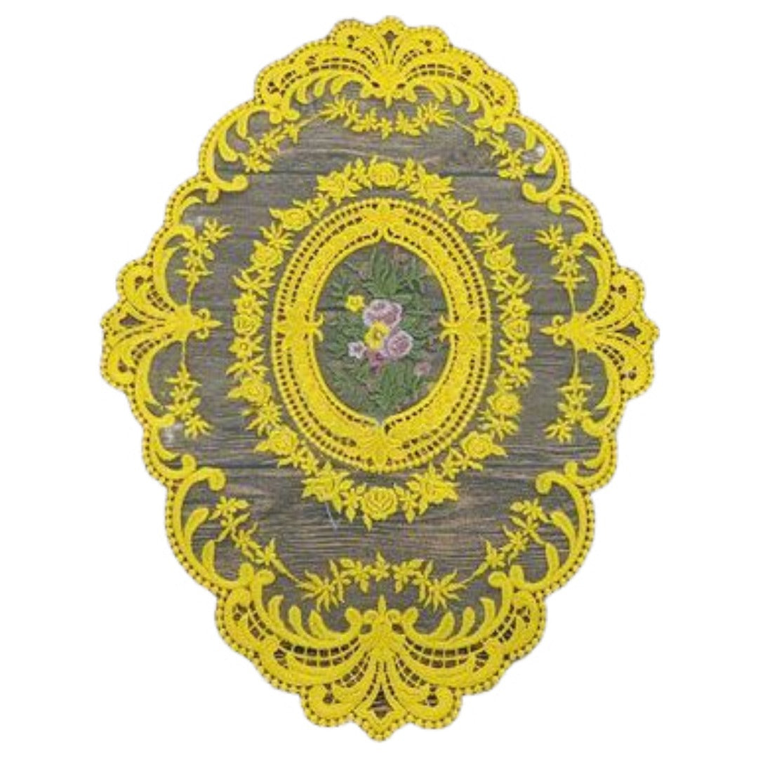 ドイリー テーブルセンター 花柄 刺繍 楕円 レース ゴールド バリエーション画像