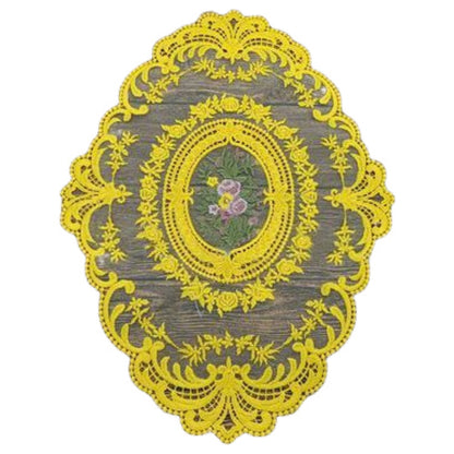 ドイリー テーブルセンター 花柄 刺繍 楕円 レース ゴールド バリエーション画像