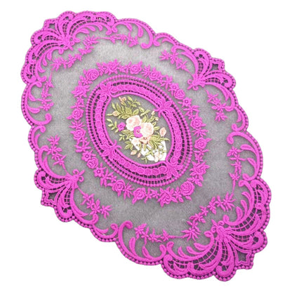 ドイリー テーブルセンター 花柄 刺繍 楕円 レース ローズ バリエーション画像