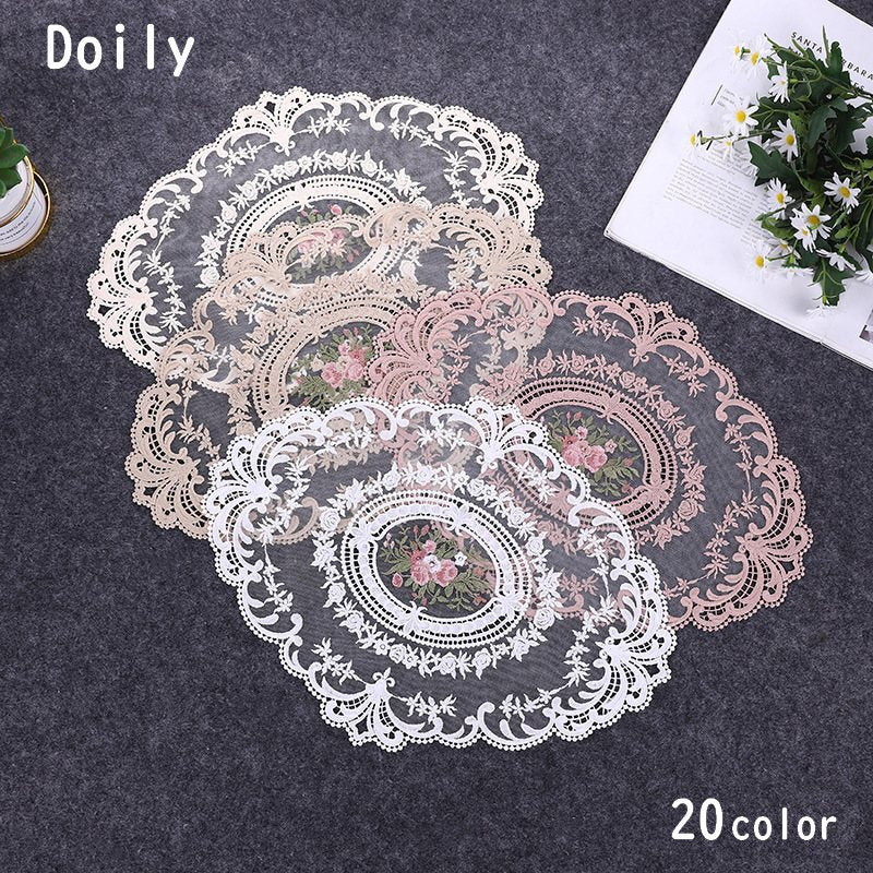 ドイリー テーブルセンター 花柄 刺繍 楕円 レース 商品画像