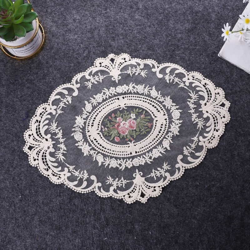 ドイリー テーブルセンター 花柄 刺繍 楕円 レース 商品画像2