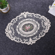 ドイリー テーブルセンター 花柄 刺繍 楕円 レース 花瓶敷き 敷物 ランチョンマット 食卓飾り テーブルマット テーブルクロス 上品 アンティーク風