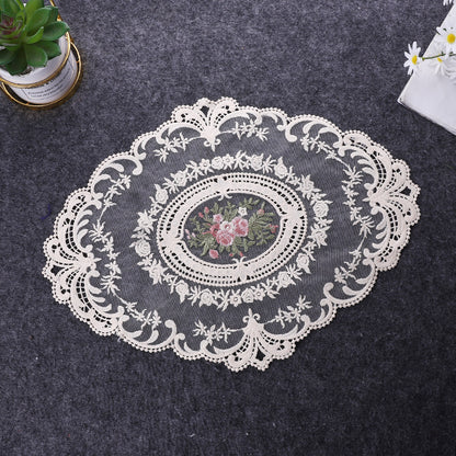 ドイリー テーブルセンター 花柄 刺繍 楕円 レース 商品画像2