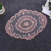 ドイリー テーブルセンター 花柄 刺繍 楕円 レース 花瓶敷き 敷物 ランチョンマット 食卓飾り テーブルマット テーブルクロス 上品 アンティーク風