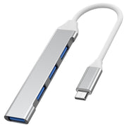 USBハブ USBポート 4in1 4ポート type-c USB3.0 PCアクセサリー コネクター 多機能 マウス キーボード プリンター シルバーカラー グレー