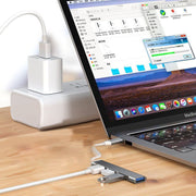 USBハブ USBポート 4in1 4ポート type-c USB3.0 PCアクセサリー コネクター 多機能 マウス キーボード プリンター シルバーカラー グレー