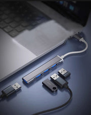 USBハブ USBポート 4in1 4ポート type-c USB3.0 PCアクセサリー コネクター 多機能 マウス キーボード プリンター シルバーカラー グレー