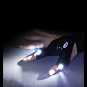 ハンディライト ライトグローブ 両手用 左右セット 釣り用品 手袋 穴あき 指ぬき LED 防水 伸縮性 面ファスナー アウトドア リチウム 夜釣り キャンプ