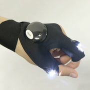 ハンディライト ライトグローブ 両手用 左右セット 釣り用品 手袋 穴あき 指ぬき LED 防水 伸縮性 面ファスナー アウトドア リチウム 夜釣り キャンプ